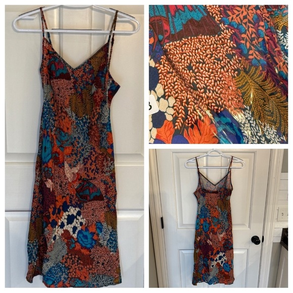 Anthropologie Multicolor Floral Bias Tropical Print Slip Midi Dress 31873 - Picture 1 of 11